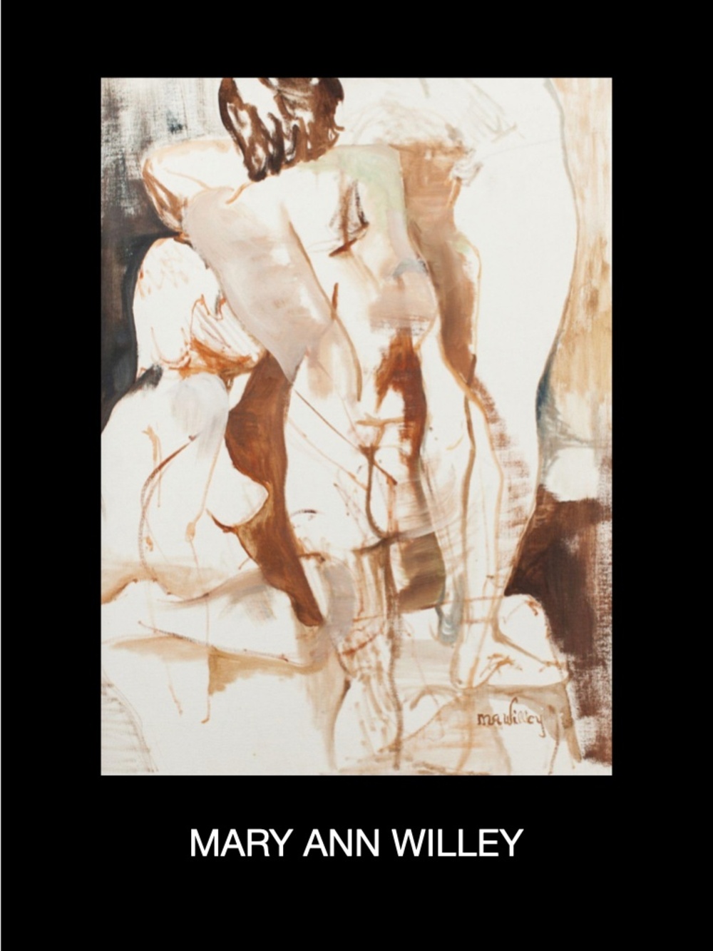 Vintage Mary Ann Willey Nude Figural Painting Framed Acrylic 27x20.5 Signed